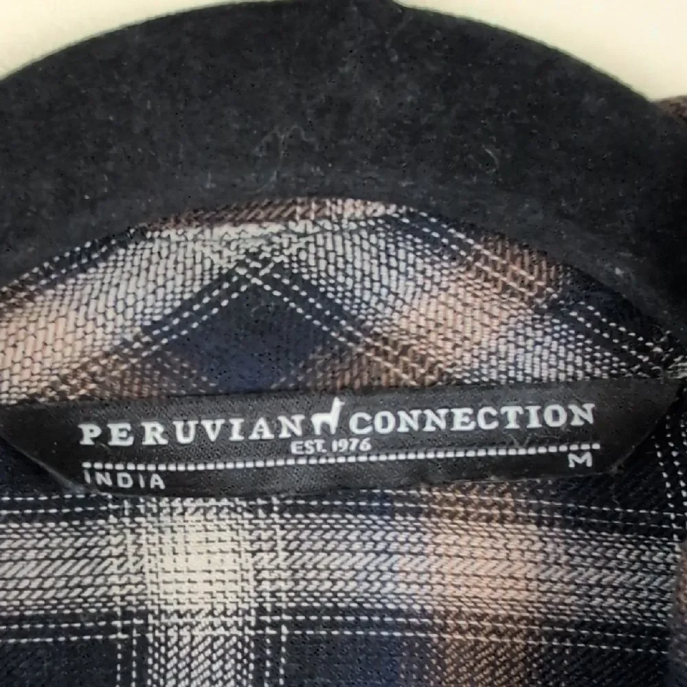 Peruvian Connection Ruffled Button Front Plaid Shirt Top Size M - Picture 2 of 8